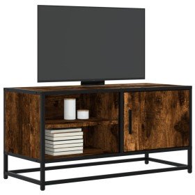 Mueble TV metal y madera ingeniería roble humo 80x34,5x40 cm en Muebles TV | Comprar online en Foru.es