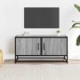 Mueble TV madera ingeniería y metal roble ahumado 80x34,5x40 cm en Muebles TV | Comprar online en Foru.es
