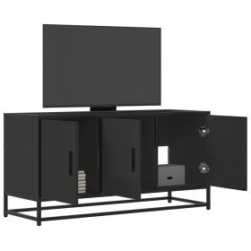 Mueble de TV madera de ingeniería y metal negro 100x35x50 cm en Muebles TV | Comprar online en Foru.es
