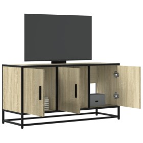 Mueble TV madera ingeniería y metal roble Sonoma 100x35x50 cm en Muebles TV | Comprar online en Foru.es