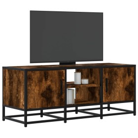 Mueble TV metal y madera ingeniería roble ahumado 100x35x41 cm en Muebles TV | Comprar online en Foru.es