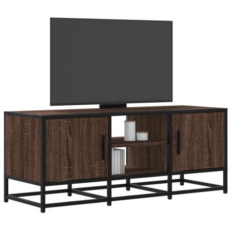 Mueble TV metal y madera ingeniería marrón roble 100x35x41 cm en Muebles TV | Comprar online en Foru.es