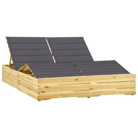 Tumbona doble y cojines madera pino impregnada gris antracita de vidaXL, Tumbonas - Ref: Foro24-3065984, Precio: 304,63 €, De...