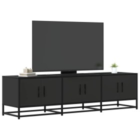 Mueble de TV madera de ingeniería y metal negro 150x35x41 cm en Muebles TV | Comprar online en Foru.es