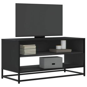 Mueble de TV madera de ingeniería y metal negro 91x40x46 cm en Muebles TV | Comprar online en Foru.es