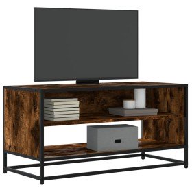 Mueble TV metal y madera ingeniería roble humo 91x40x46 cm en Muebles TV | Comprar online en Foru.es