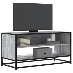 Mueble TV madera ingeniería y metal roble ahumado 91x40x46 cm en Muebles TV | Comprar online en Foru.es