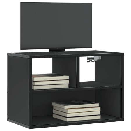 Mueble de TV metal y madera de ingeniería negro 60x31x39,5 cm en Muebles TV | Comprar online en Foru.es