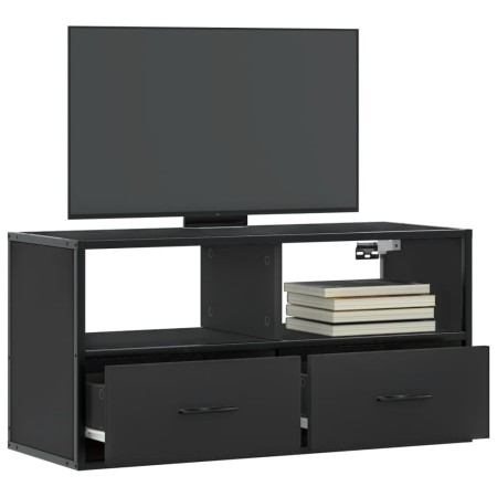 Mueble de TV metal y madera de ingeniería negro 80x31x39,5 cm en Muebles TV | Comprar online en Foru.es