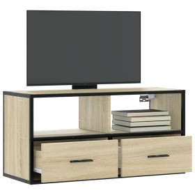 Mueble TV madera ingeniería y metal roble Sonoma 80x31x39,5 cm en Muebles TV | Comprar online en Foru.es