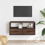 Mueble TV madera ingeniería y metal marrón roble 80x31x39,5 cm en Muebles TV | Comprar online en Foru.es
