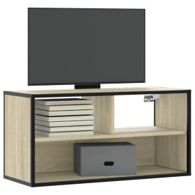 Mueble TV madera ingeniería y metal roble Sonoma 80x31x39,5 cm en Muebles TV | Comprar online en Foru.es