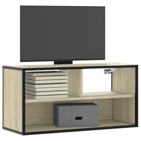 Mueble TV madera ingeniería y metal roble Sonoma 80x31x39,5 cm en Muebles TV | Comprar online en Foru.es