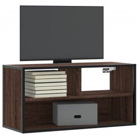 Mueble TV madera ingeniería y metal marrón roble 80x31x39,5 cm en Muebles TV | Comprar online en Foru.es