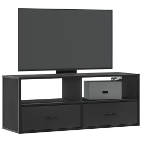 Mueble de TV madera de ingeniería y metal negro 100x31x39,5 cm en Muebles TV | Comprar online en Foru.es