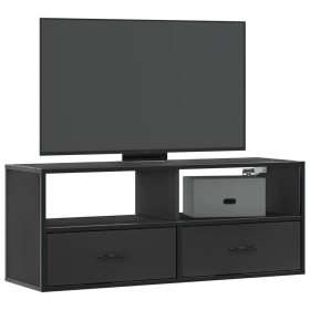 Mueble de TV madera de ingeniería y metal negro 100x31x39,5 cm en Muebles TV | Comprar online en Foru.es