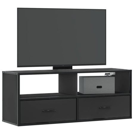 Mueble de TV madera de ingeniería y metal negro 100x31x39,5 cm en Muebles TV | Comprar online en Foru.es