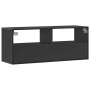 Mueble de TV madera de ingeniería y metal negro 100x31x39,5 cm en Muebles TV | Comprar online en Foru.es