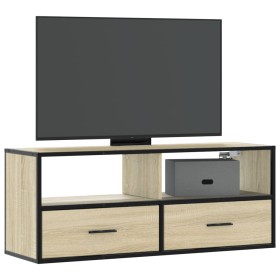 Mueble TV madera ingeniería y metal roble Sonoma 100x31x39,5 cm en Muebles TV | Comprar online en Foru.es