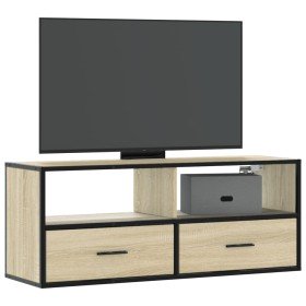 Mueble TV madera ingeniería y metal roble Sonoma 100x31x39,5 cm en Muebles TV | Comprar online en Foru.es