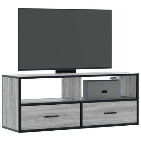 Mueble de TV madera y metal roble ahumado 100x31x39,5 cm en Muebles TV | Comprar online en Foru.es