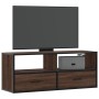Mueble TV madera ingeniería y metal marrón roble 100x31x39,5 cm en Muebles TV | Comprar online en Foru.es