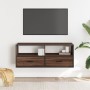 Mueble TV madera ingeniería y metal marrón roble 100x31x39,5 cm en Muebles TV | Comprar online en Foru.es