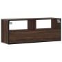 Mueble TV madera ingeniería y metal marrón roble 100x31x39,5 cm en Muebles TV | Comprar online en Foru.es