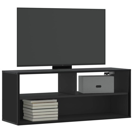 Mueble de TV madera de ingeniería y metal negro 100x31x39,5 cm en Muebles TV | Comprar online en Foru.es