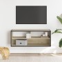 Mueble TV madera ingeniería y metal roble Sonoma 100x31x39,5 cm en Muebles TV | Comprar online en Foru.es