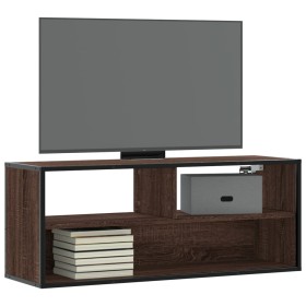 Mueble TV madera ingeniería y metal marrón roble 100x31x39,5 cm en Muebles TV | Comprar online en Foru.es