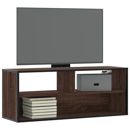 Mueble TV madera ingeniería y metal marrón roble 100x31x39,5 cm en Muebles TV | Comprar online en Foru.es