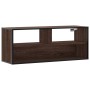 Mueble TV madera ingeniería y metal marrón roble 100x31x39,5 cm en Muebles TV | Comprar online en Foru.es