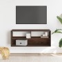 Mueble TV madera ingeniería y metal marrón roble 100x31x39,5 cm en Muebles TV | Comprar online en Foru.es