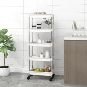 Kitchen cart 5 levels iron and white ABS 42x29x128 cm by vidaXL, Kitchen and dining carts - Ref: Foro24-336332, Price: 52,79 ...