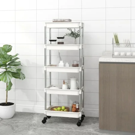 Kitchen cart 5 levels iron and white ABS 42x29x128 cm by vidaXL, Kitchen and dining carts - Ref: Foro24-336332, Price: 52,79 ...