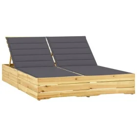 Tumbona doble y cojines madera pino impregnada gris antracita de vidaXL, Tumbonas - Ref: Foro24-3065969, Precio: 331,70 €, De...