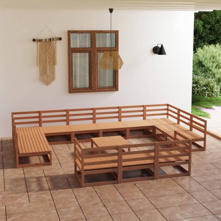 Juego de muebles de jardín 14 piezas madera maciza de pino en Conjuntos de jardín | Comprar online en Foru.es
