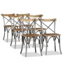 Sillas de comedor 6 uds madera de mango respaldo acero cruzado de vidaXL, Sillas de comedor - Ref: Foro24-274909, Precio: 671...