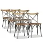 Sillas de comedor 6 uds madera de mango respaldo acero cruzado de vidaXL, Sillas de comedor - Ref: Foro24-274909, Precio: 660...