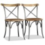 Sillas de comedor 6 uds madera de mango respaldo acero cruzado de vidaXL, Sillas de comedor - Ref: Foro24-274909, Precio: 671...