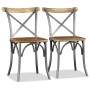 Sillas de comedor 6 uds madera de mango respaldo acero cruzado de vidaXL, Sillas de comedor - Ref: Foro24-274909, Precio: 671...