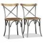 Sillas de comedor 6 uds madera de mango respaldo acero cruzado de vidaXL, Sillas de comedor - Ref: Foro24-274909, Precio: 660...