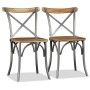 Sillas de comedor 6 uds madera de mango respaldo acero cruzado de vidaXL, Sillas de comedor - Ref: Foro24-274909, Precio: 671...