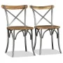 Sillas de comedor 6 uds madera de mango respaldo acero cruzado de vidaXL, Sillas de comedor - Ref: Foro24-274909, Precio: 660...