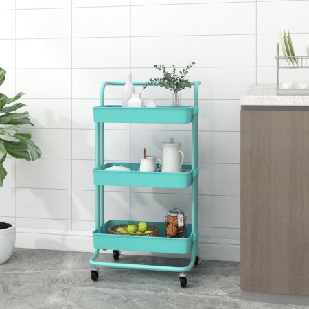 Carrito de cocina 3 niveles hierro y ABS turquesa 42x35x85 cm de vidaXL, Carros de cocina y comedor - Ref: Foro24-336338, Pre...