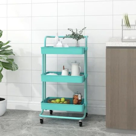 Carrito de cocina 3 niveles hierro y ABS turquesa 42x35x85 cm de vidaXL, Carros de cocina y comedor - Ref: Foro24-336338, Pre...