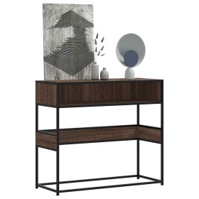 Mesa consola madera de ingeniería marrón roble 90x35x80 cm en Mesas auxiliares | Comprar online en Foru.es