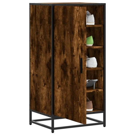Zapatero madera contrachapada roble ahumado 48x38x97,5 cm en Zapateros y organizadores de calzado | Comprar online en Foru.es