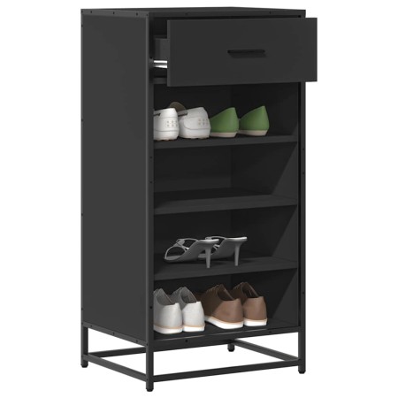 Mueble zapatero de madera de ingeniería negro 48x38x97,5 cm en Zapateros y organizadores de calzado | Comprar online en Foru.es